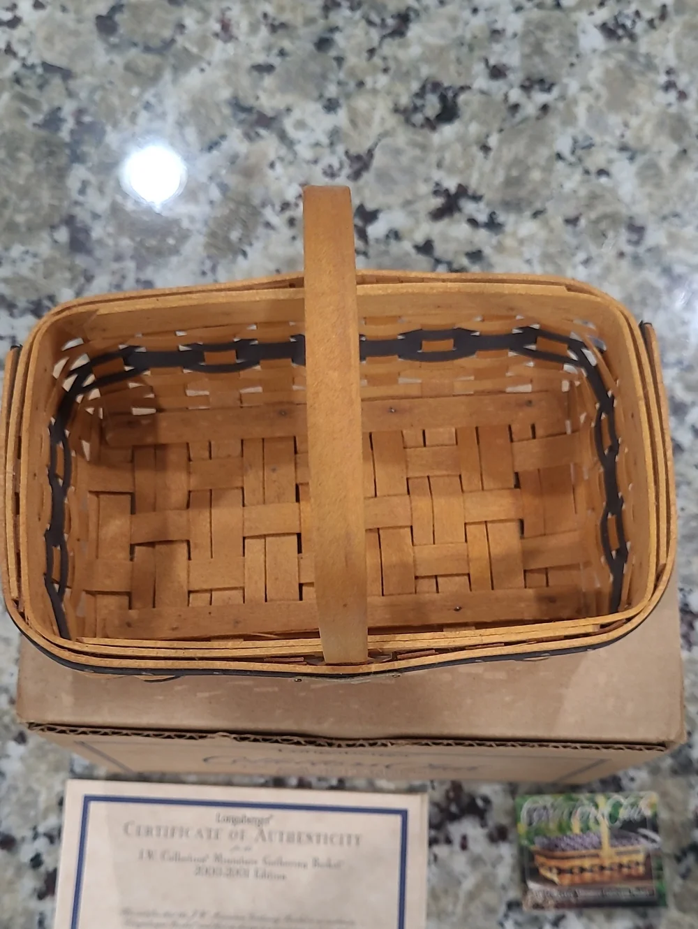 Longaberger J.W. Collection Miniature Gathering Basket 2000- 2001 W/box
